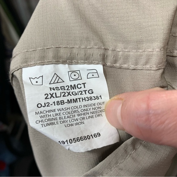 Wrangler Vintage Shirt Sz 2XL Beige Fishing Casual Button Down Short Sleeve Top - Picture 12 of 13